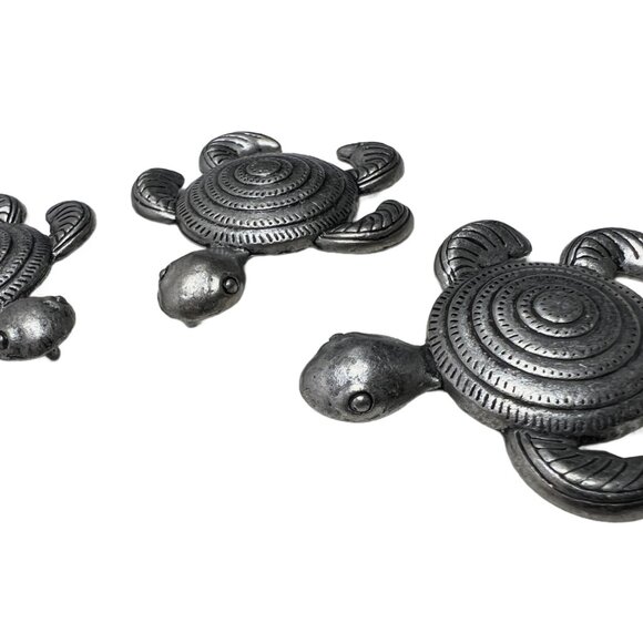 6 Turtle Pendants Antique Silver Tone Jewelry Making Supplies Destash - Picture 3 of 8